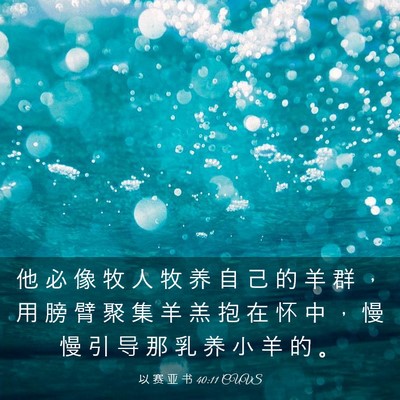 Picture 03 - 以 赛 亚 书 40:11 CUVS - 他 必 像 牧 人 牧 养 自 己 的 羊 群 - Bible Verse Picture