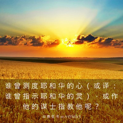 Picture 03 - 以 赛 亚 书 40:13 CUVS - 谁 曾 测 度 耶 和 华 的 心 （ 或 译 - Bible Verse Picture