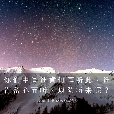 Picture 03 - 以 赛 亚 书 42:23 CUVS - 你 们 中 间 谁 肯 侧 耳 听 此 ， 谁 - Bible Verse Picture