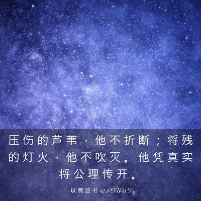 Picture 03 - 以 赛 亚 书 42:3 CUVS - 压 伤 的 芦 苇 ， 他 不 折 断 ； 将 - Bible Verse Picture