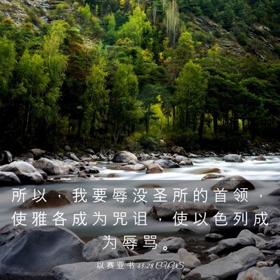 Picture 03 - 以 赛 亚 书 43:28 CUVS - 所 以 ， 我 要 辱 没 圣 所 的 首 领 - Bible Verse Picture