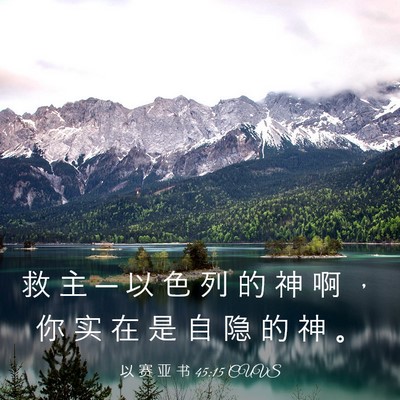 Picture 03 - 以 赛 亚 书 45:15 CUVS - 救 主 ─ 以 色 列 的 神 啊 ， 你 实 - Bible Verse Picture