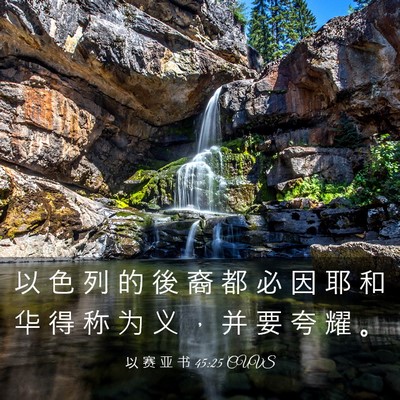 Picture 03 - 以 赛 亚 书 45:25 CUVS - 以 色 列 的 後 裔 都 必 因 耶 和 华 - Bible Verse Picture