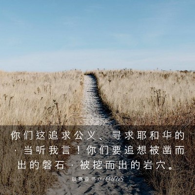 Picture 03 - 以 赛 亚 书 51:1 CUVS - 你 们 这 追 求 公 义 、 寻 求 耶 和 - Bible Verse Picture