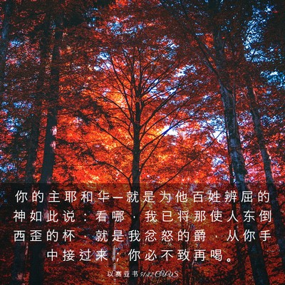Picture 03 - 以 赛 亚 书 51:22 CUVS - 你 的 主 耶 和 华 ─ 就 是 为 他 百 - Bible Verse Picture