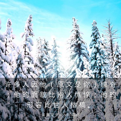 Picture 03 - 以 赛 亚 书 52:14 CUVS - 许 多 人 因 他 （ 原 文 是 你 ） 惊 - Bible Verse Picture