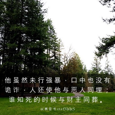 Picture 03 - 以 赛 亚 书 53:9 CUVS - 他 虽 然 未 行 强 暴 ， 口 中 也 没 - Bible Verse Picture