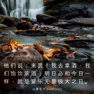 Picture 03 - 以 赛 亚 书 56:12 CUVS - 他 们 说 ： 来 罢 ！ 我 去 拿 酒 ， - Bible Verse Picture