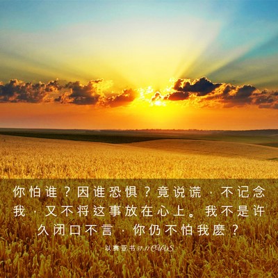 Picture 03 - 以 赛 亚 书 57:11 CUVS - 你 怕 谁 ？ 因 谁 恐 惧 ？ 竟 说 谎 - Bible Verse Picture