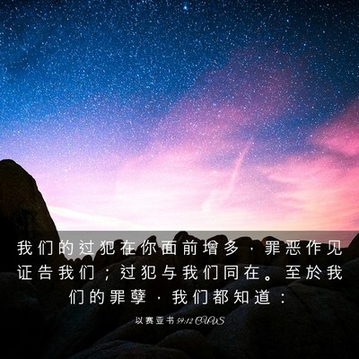 Picture 03 - 以 赛 亚 书 59:12 CUVS - 我 们 的 过 犯 在 你 面 前 增 多 ， - Bible Verse Picture