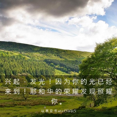 Picture 03 - 以 赛 亚 书 60:1 CUVS - 兴 起 ， 发 光 ！ 因 为 你 的 光 已 - Bible Verse Picture