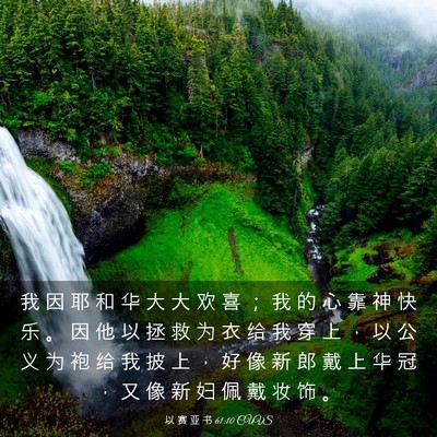 Picture 03 - 以 赛 亚 书 61:10 CUVS - 我 因 耶 和 华 大 大 欢 喜 ； 我 的 - Bible Verse Picture