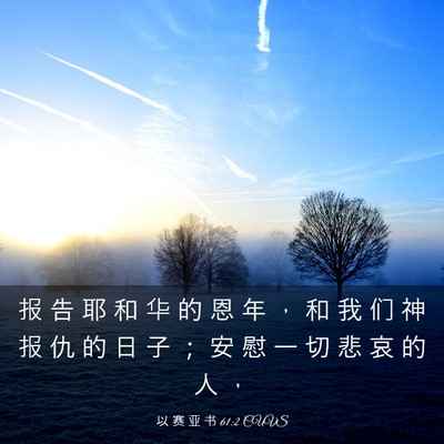 Picture 03 - 以 赛 亚 书 61:2 CUVS - 报 告 耶 和 华 的 恩 年 ， 和 我 们 - Bible Verse Picture