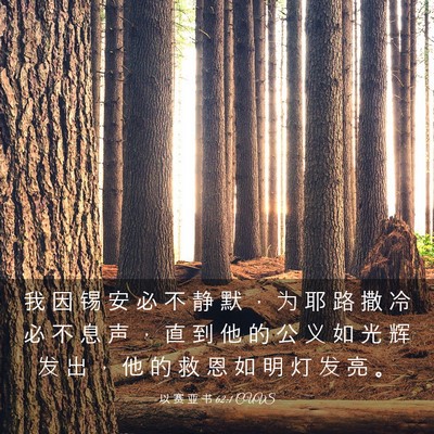 Picture 03 - 以 赛 亚 书 62:1 CUVS - 我 因 锡 安 必 不 静 默 ， 为 耶 路 - Bible Verse Picture