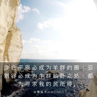 Picture 03 - 以 赛 亚 书 65:10 CUVS - 沙 仑 平 原 必 成 为 羊 群 的 圈 ； - Bible Verse Picture