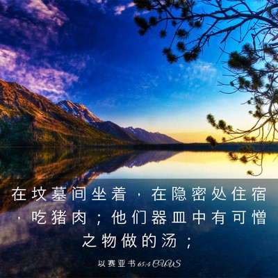Picture 03 - 以 赛 亚 书 65:4 CUVS - 在 坟 墓 间 坐 着 ， 在 隐 密 处 住 - Bible Verse Picture