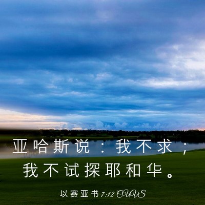 Picture 03 - 以 赛 亚 书 7:12 CUVS - 亚 哈 斯 说 ： 我 不 求 ； 我 不 试 - Bible Verse Picture