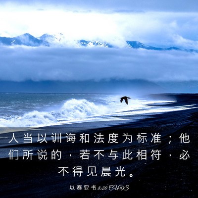 Picture 03 - 以 赛 亚 书 8:20 CUVS - 人 当 以 训 诲 和 法 度 为 标 准 ； - Bible Verse Picture