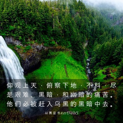 Picture 03 - 以 赛 亚 书 8:22 CUVS - 仰 观 上 天 ， 俯 察 下 地 ， 不 料 - Bible Verse Picture