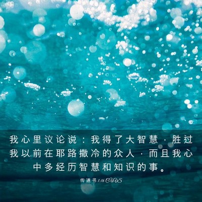 Picture 03 - 传 道 书 1:16 CUVS - 我 心 里 议 论 说 ： 我 得 了 大 智 - Bible Verse Picture