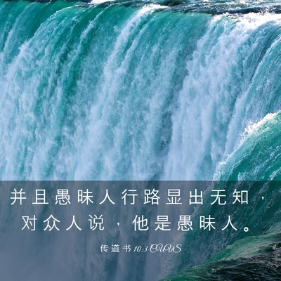Picture 03 - 传 道 书 10:3 CUVS - 并 且 愚 昧 人 行 路 显 出 无 知 ， - Bible Verse Picture