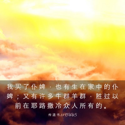 Picture 03 - 传 道 书 2:7 CUVS - 我 买 了 仆 婢 ， 也 有 生 在 家 中 - Bible Verse Picture