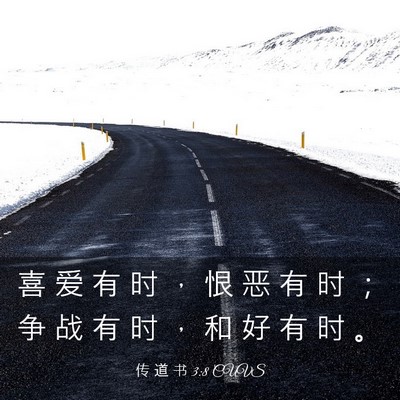 Picture 03 - 传 道 书 3:8 CUVS - 喜 爱 有 时 ， 恨 恶 有 时 ； 争 战 - Bible Verse Picture