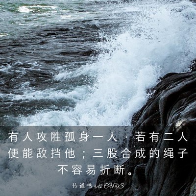 Picture 03 - 传 道 书 4:12 CUVS - 有 人 攻 胜 孤 身 一 人 ， 若 有 二 - Bible Verse Picture