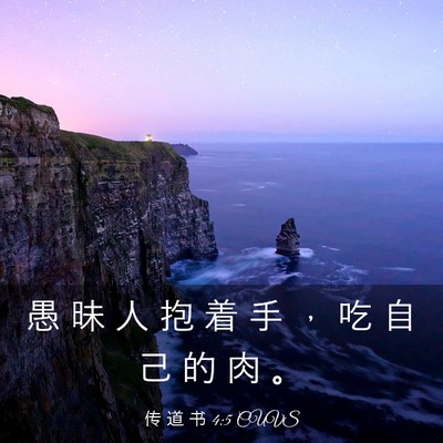 Picture 03 - 传 道 书 4:5 CUVS - 愚 昧 人 抱 着 手 ， 吃 自 己 的 肉 - Bible Verse Picture