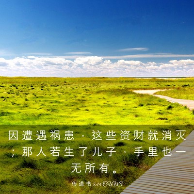 Picture 03 - 传 道 书 5:14 CUVS - 因 遭 遇 祸 患 ， 这 些 资 财 就 消 - Bible Verse Picture