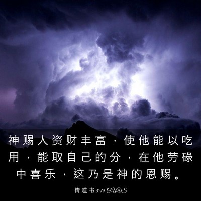 Picture 03 - 传 道 书 5:19 CUVS - 神 赐 人 资 财 丰 富 ， 使 他 能 以 - Bible Verse Picture