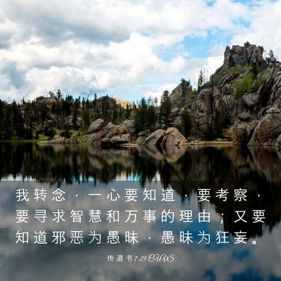 Picture 03 - 传 道 书 7:25 CUVS - 我 转 念 ， 一 心 要 知 道 ， 要 考 - Bible Verse Picture