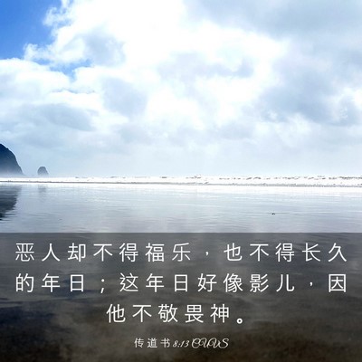 Picture 03 - 传 道 书 8:13 CUVS - 恶 人 却 不 得 福 乐 ， 也 不 得 长 - Bible Verse Picture