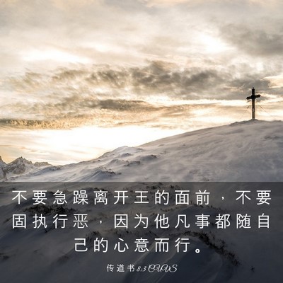 Picture 03 - 传 道 书 8:3 CUVS - 不 要 急 躁 离 开 王 的 面 前 ， 不 - Bible Verse Picture