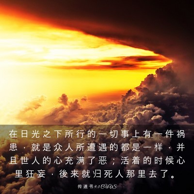 Picture 03 - 传 道 书 9:3 CUVS - 在 日 光 之 下 所 行 的 一 切 事 上 - Bible Verse Picture
