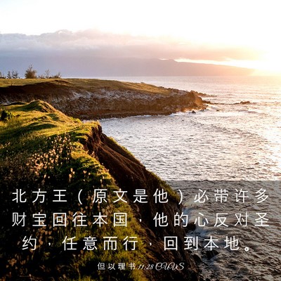 Picture 03 - 但 以 理 书 11:28 CUVS - 北 方 王 （ 原 文 是 他 ） 必 带 许 - Bible Verse Picture
