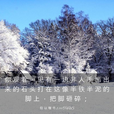 Picture 03 - 但 以 理 书 2:34 CUVS - 你 观 看 ， 见 有 一 块 非 人 手 凿 - Bible Verse Picture