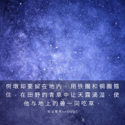 Picture 03 - 但 以 理 书 4:15 CUVS - 树 墩 却 要 留 在 地 内 ， 用 铁 圈 - Bible Verse Picture