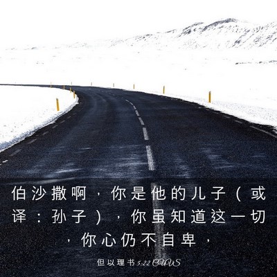 Picture 03 - 但 以 理 书 5:22 CUVS - 伯 沙 撒 啊 ， 你 是 他 的 儿 子 （ - Bible Verse Picture