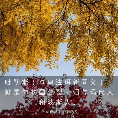 Picture 03 - 但 以 理 书 5:28 CUVS - 毗 勒 斯 （ 与 乌 法 珥 新 同 义 ） - Bible Verse Picture