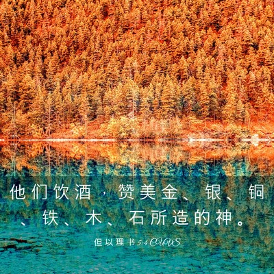 Picture 03 - 但 以 理 书 5:4 CUVS - 他 们 饮 酒 ， 赞 美 金 、 银 、 铜 - Bible Verse Picture