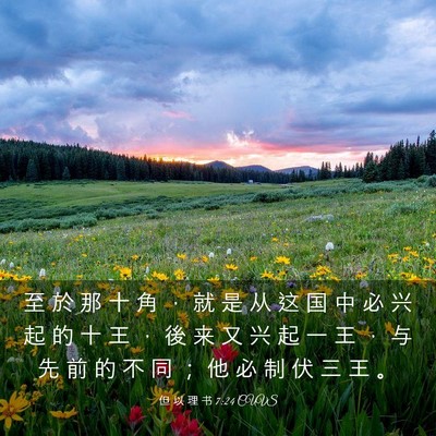 Picture 03 - 但 以 理 书 7:24 CUVS - 至 於 那 十 角 ， 就 是 从 这 国 中 - Bible Verse Picture