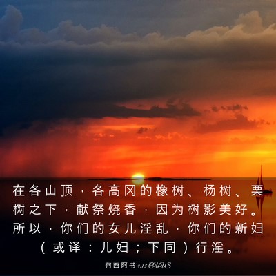 Picture 03 - 何 西 阿 书 4:13 CUVS - 在 各 山 顶 ， 各 高 冈 的 橡 树 、 - Bible Verse Picture