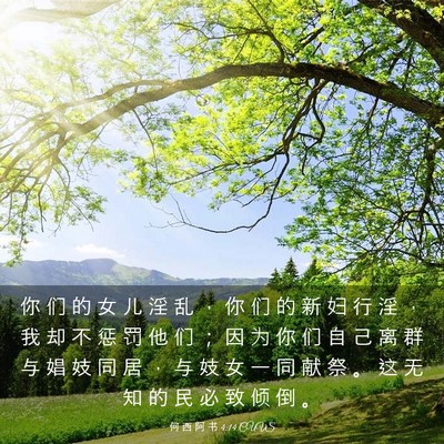 Picture 03 - 何 西 阿 书 4:14 CUVS - 你 们 的 女 儿 淫 乱 ， 你 们 的 新 - Bible Verse Picture