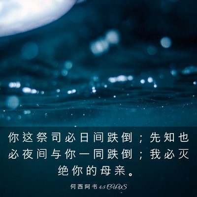 Picture 03 - 何 西 阿 书 4:5 CUVS - 你 这 祭 司 必 日 间 跌 倒 ； 先 知 - Bible Verse Picture