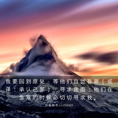 Picture 03 - 何 西 阿 书 5:15 CUVS - 我 要 回 到 原 处 ， 等 他 们 自 觉 - Bible Verse Picture