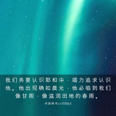 Picture 03 - 何 西 阿 书 6:3 CUVS - 我 们 务 要 认 识 耶 和 华 ， 竭 力 - Bible Verse Picture