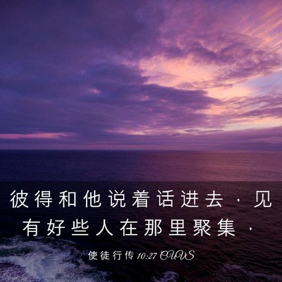 Picture 03 - 使 徒 行 传 10:27 CUVS - 彼 得 和 他 说 着 话 进 去 ， 见 有 - Bible Verse Picture