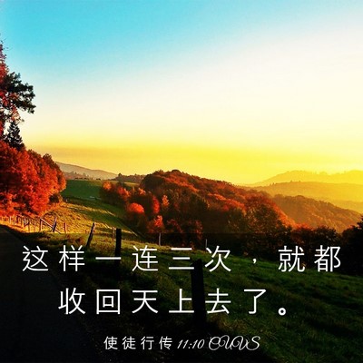Picture 03 - 使 徒 行 传 11:10 CUVS - 这 样 一 连 三 次 ， 就 都 收 回 天 - Bible Verse Picture