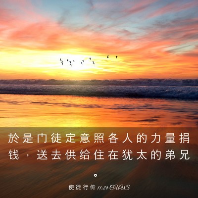 Picture 03 - 使 徒 行 传 11:29 CUVS - 於 是 门 徒 定 意 照 各 人 的 力 量 - Bible Verse Picture